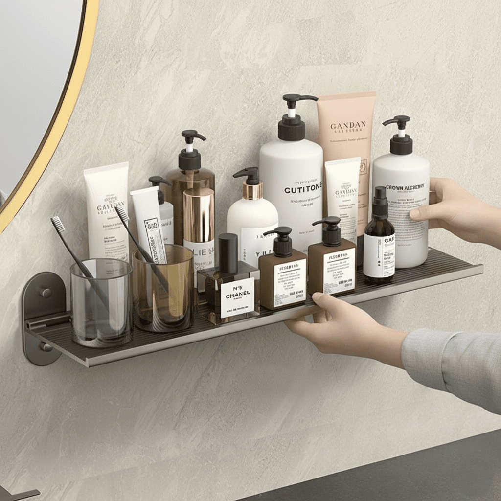 Foldable Wall-Mounted Bathroom Storage Rack