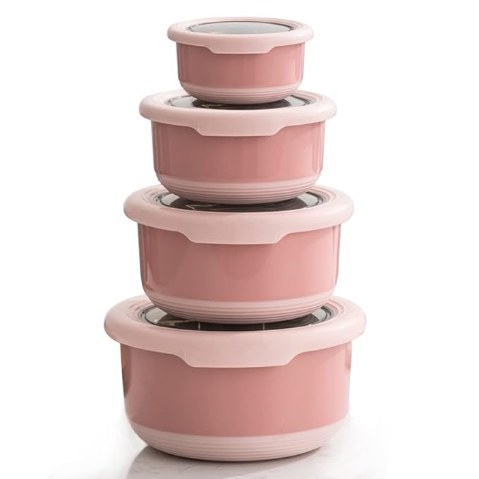 Leakproof Set of 4 Pink Bento Lunch Box Containers