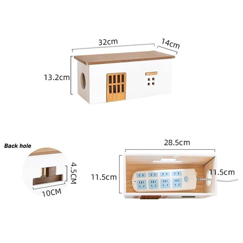Minimalist Decorative Cord Storage Box with Wooden Lid