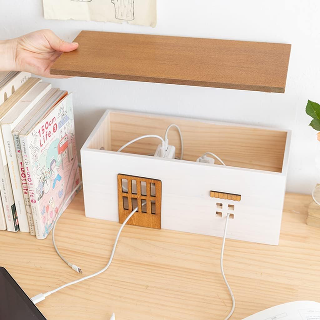 Minimalist Decorative Cord Storage Box with Wooden Lid