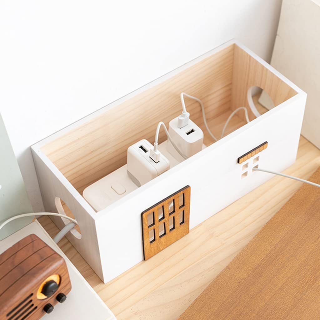 Minimalist Decorative Cord Storage Box with Wooden Lid