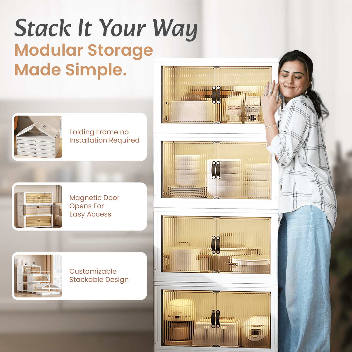 Modular Stackable Wardrobe Storage Cabinet