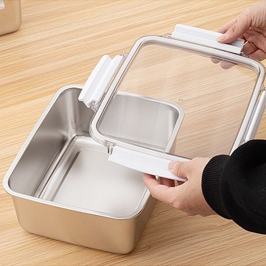 Rectangular Stainless Steel Container with Locking Lid