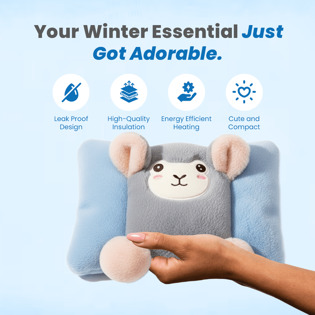 Portable Soft Flannel Electric Blue Hot Water Bag