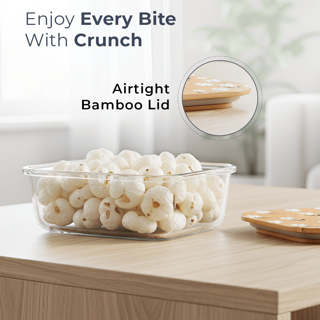 Premium Airtight Borosilicate Glass Food Container with Bamboo Lid(640ml)