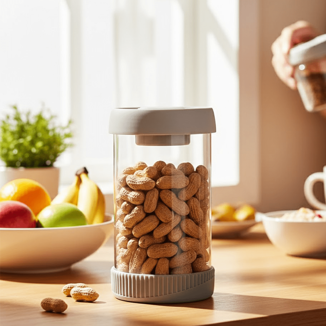 Premium Microwave Safe Borosilicate Glass Canister with Vacuum Lid(1000ml)