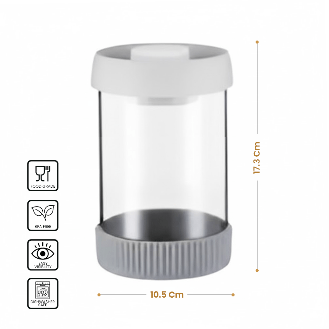 Premium Microwave Safe Borosilicate Glass Canister with Vacuum Lid(1000ml)