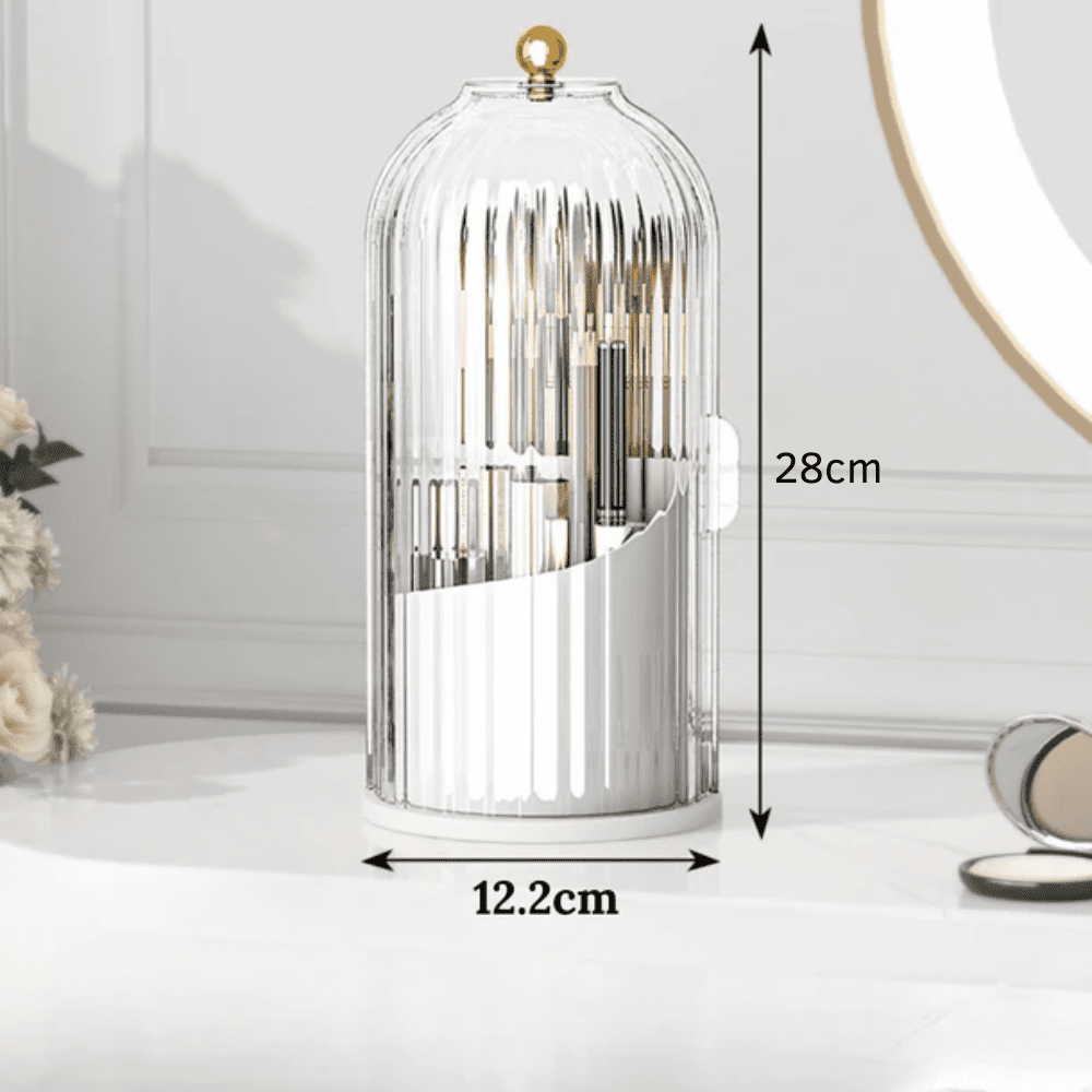Dustproof Makeup Brush Holder with Visible Compartment