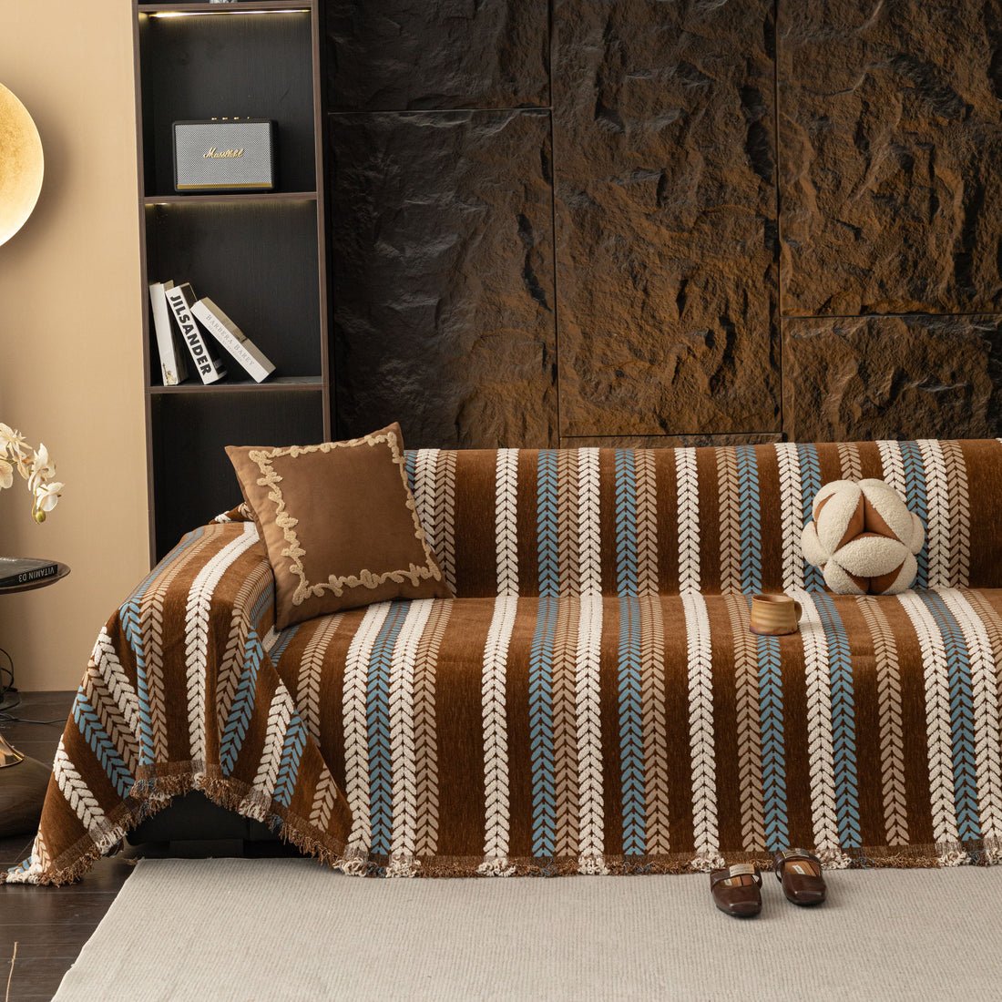 Retro Jacquard Woven Chenille Full Sofa Cover Blanket
