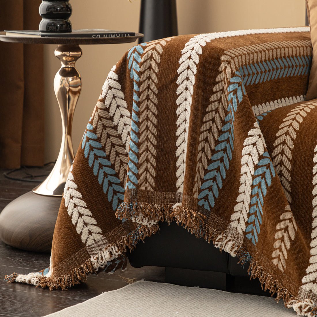 Retro Jacquard Woven Chenille Full Sofa Cover Blanket