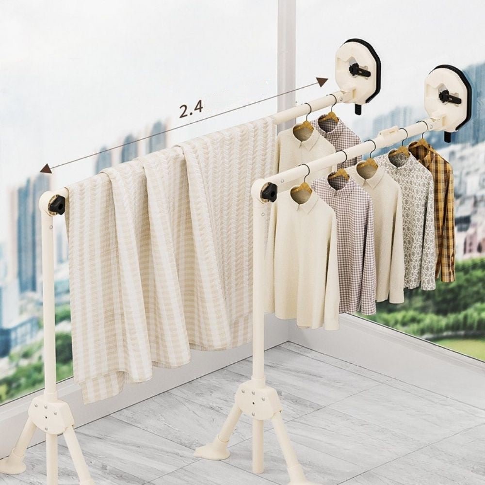 Foldable Suction Cup Laundry Drying Rod