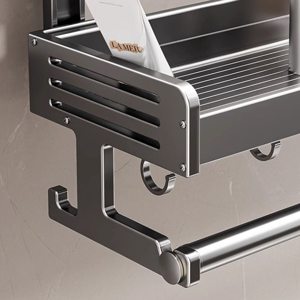 Heavy-Duty Suction Bathroom Storage Rack with Hooks