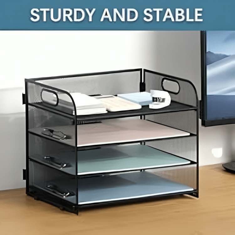 Sleek 4-Tier Desk Organizer With Portable Handle