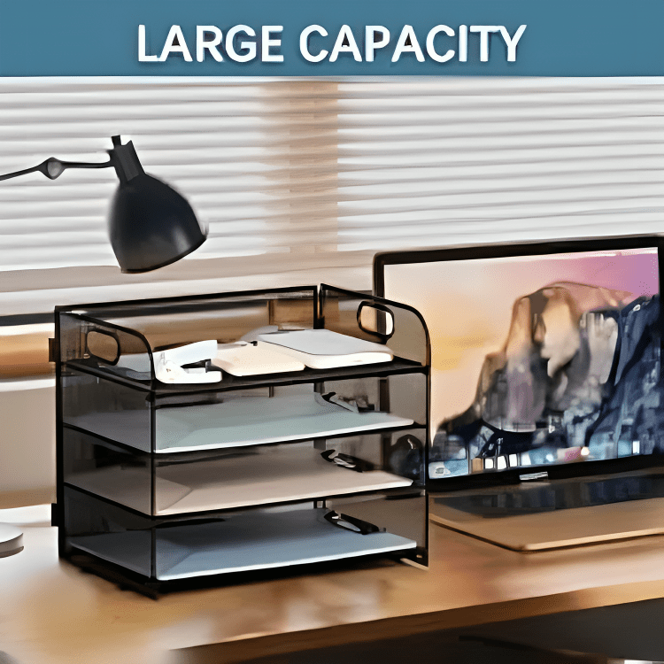 Sleek 4-Tier Desk Organizer With Portable Handle