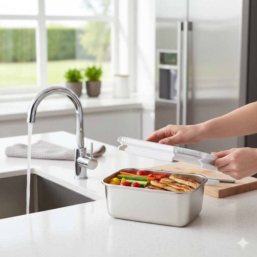 Rectangular Stainless Steel Container with Locking Lid